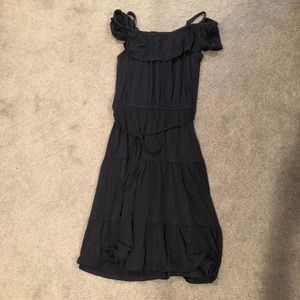 Off the shoulder cinched waist  navy T-shirt dress